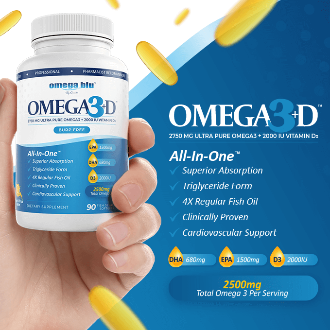 Omega3 Fish Oil 2750mg with Vitamin D3 60ct